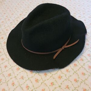 Brixton Size OS Classic Black Wool Felt Fedora Hat with Brown Band